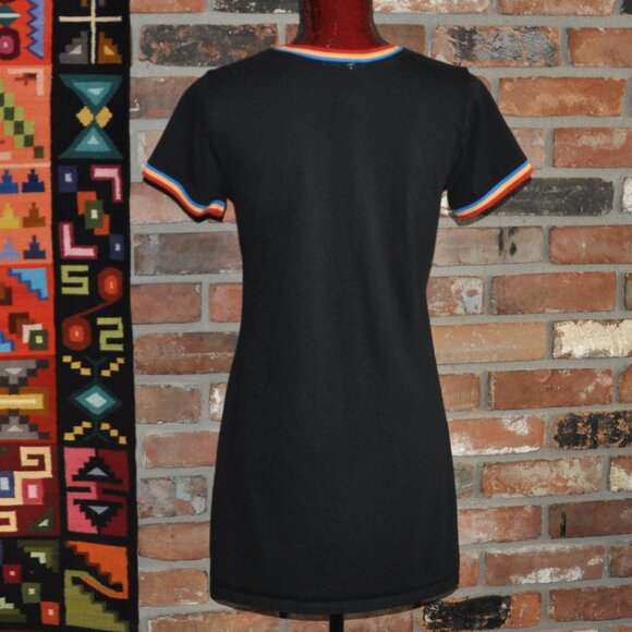Vans Black Pull-Over Mini T-Shirt Dress Multi-color trim Small - Picture 5 of 7